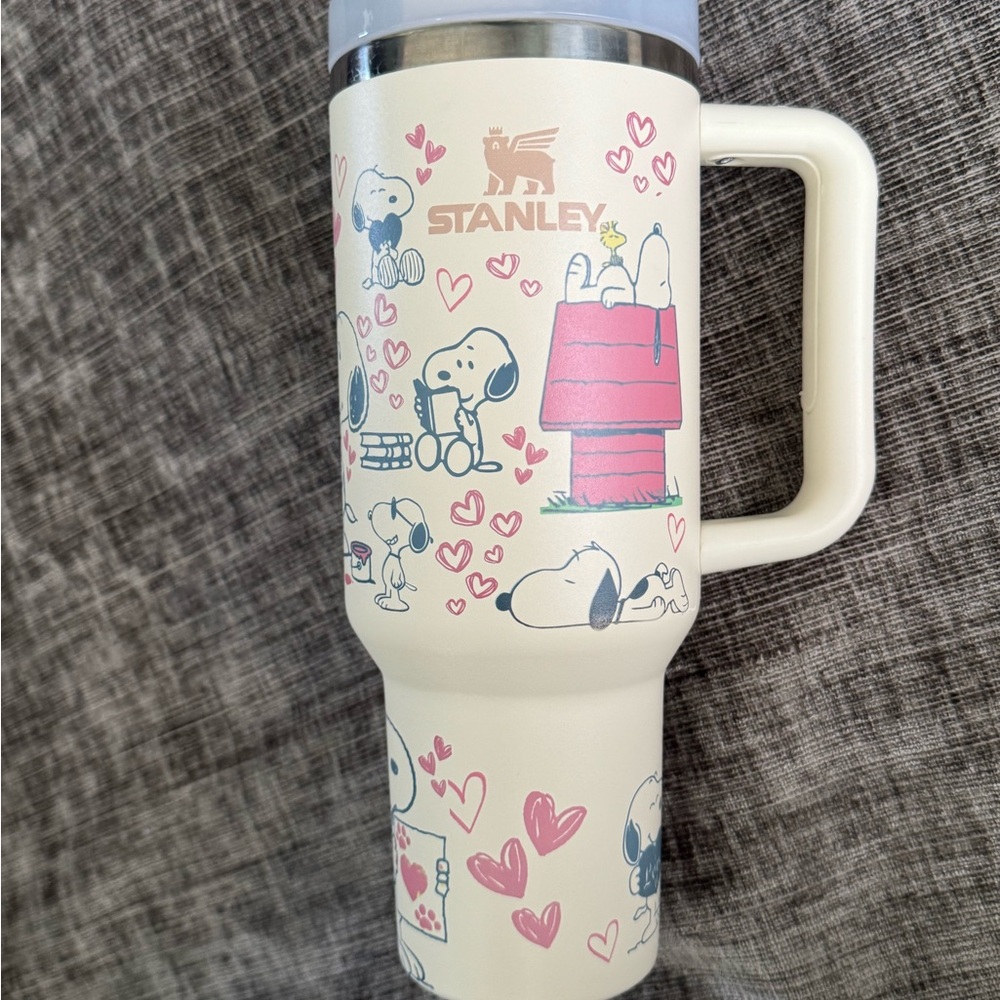 Stanley Cream Travel Mug with Snoopy Design